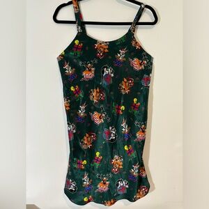 Looney Tunes Vintage Size Small Christmas Slip Night Gown Green Silk Feel Pajama